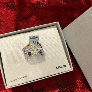 Ladies new beautiful Sterling, silver genuine gemstones size 7 ring
